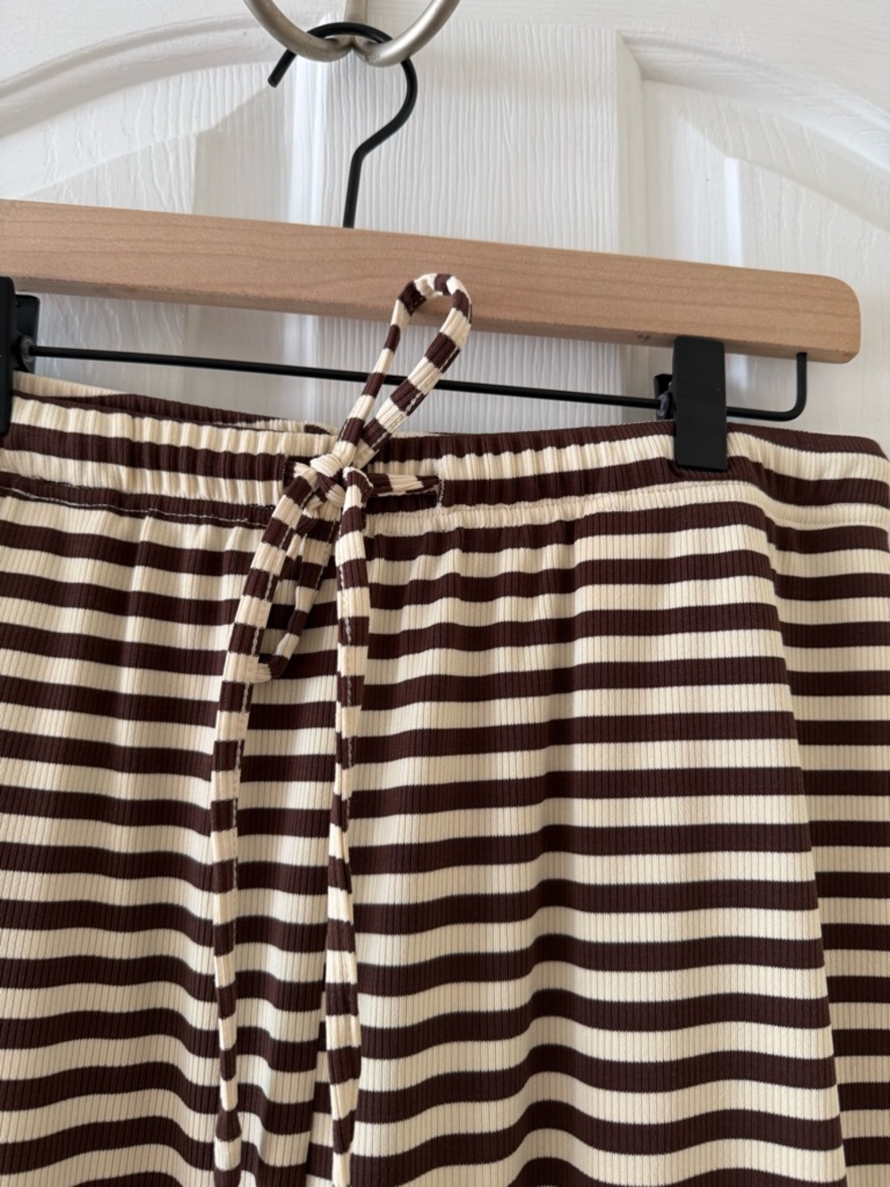 Striped Brown and Cream Pants - Women's Relaxed Fit - Picture 2 of 3